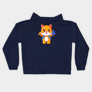 Cute shiba inu go to school Kids Hoodie